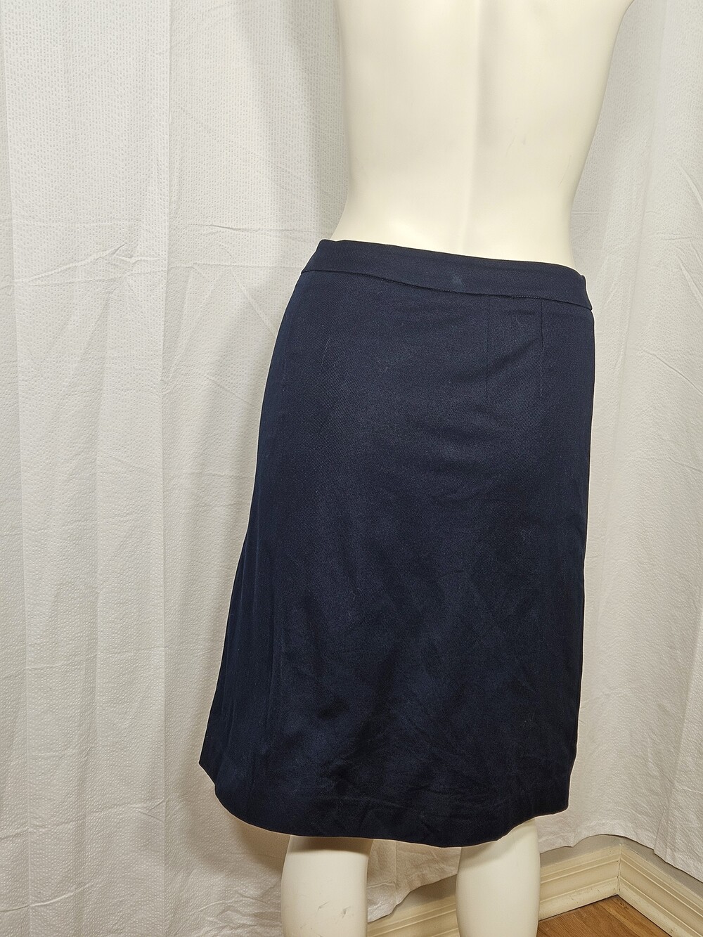 Talbots Navy Blue Gold Crest Button A-Line Skirt Size 2 Preppy Nautical Like New - Picture 3 of 7